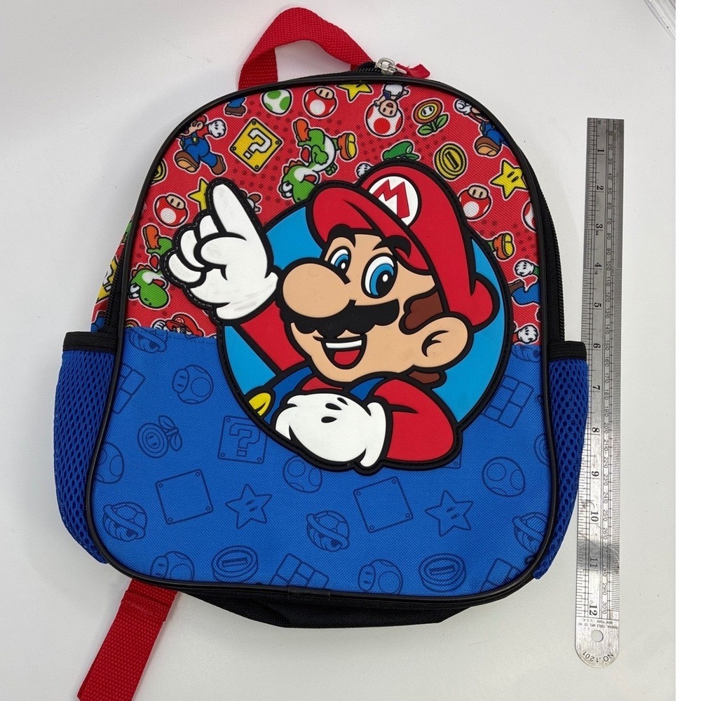 Super Mario backpack small 11" tall Nintendo Bioworld‎ Blue Red Black